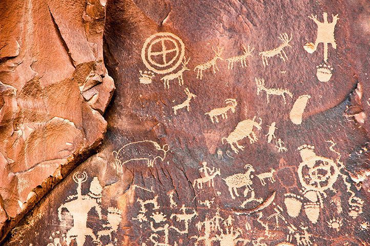Petroglyphs at Newspaper Rock State Historic Monument, Utah, United States, located near Canyonlands National Park